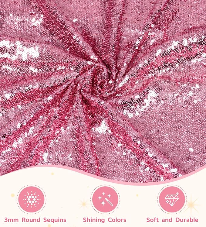 Juya Delight Fuchsia Pink Sequin Tablecloth 60''x102'' Rectangle Table Cloth 60''x102'' Sparkle Glitter Tablecloth for Birthday Party Wedding Valentine's Decoration