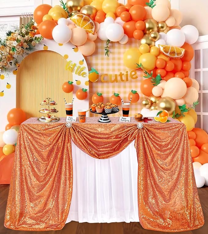 B-COOL Rectangle Sequin Tablecloth Fabric Linen: Glitter Fabric 6ft Long Table Cloth for Wedding Autumn Party Dining Banquet Christmas Holiday Decoration, Bronze 60x102 inch