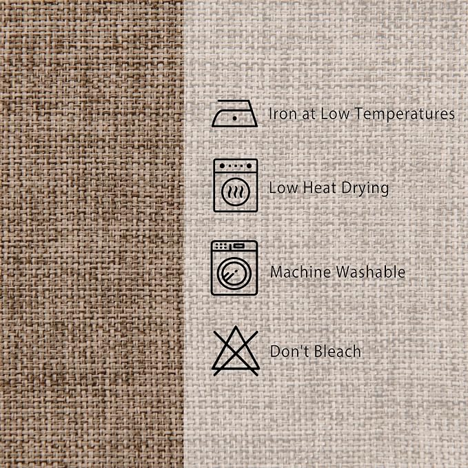 Hiasan Faux Linen Rectangle Tablecloth - Wrinkle and Stain Resistant Washable Table Cloth for Kitchen Dining Room Holiday Table Cover for Dinner, Khaki, 60 x 140 Inch