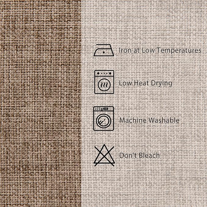 Hiasan 2 Pack Faux Linen Rectangle Tablecloth - Wrinkle and Stain Resistant Washable Table Cloth for Kitchen Dining Room Holiday Table Cover for Party Dinner, Khaki, 60 x 120 Inch