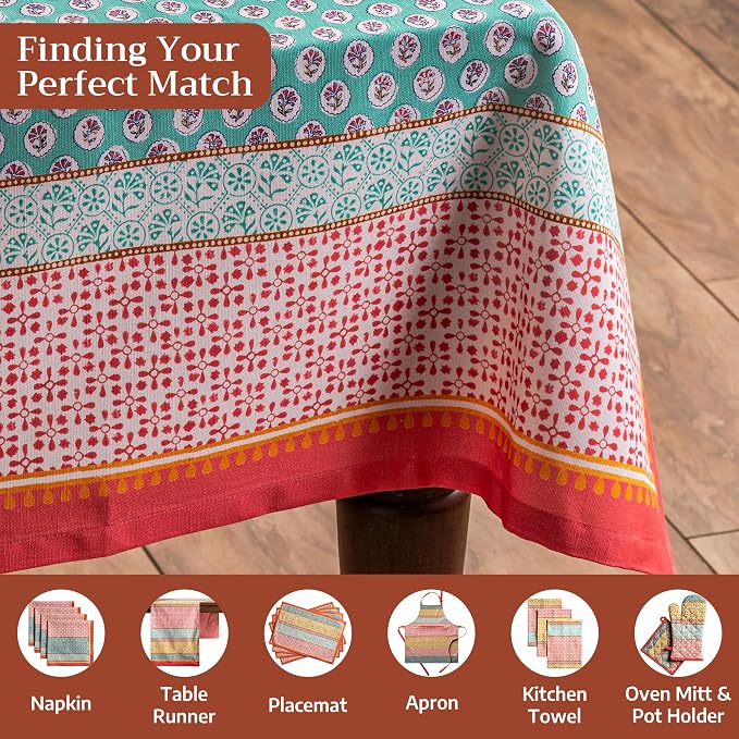 Maison d' Hermine Table Cloth Rectangle Table 100% Cotton 70 x 120 Inches Tablecloth Reusable Decorative for Dining Kitchen Room Farmhouse Party Home Hotel Restaurant Spring Summer - Provence