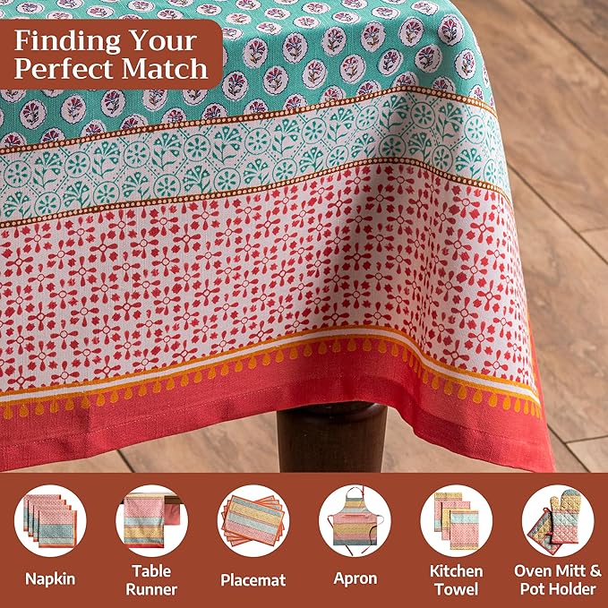 Maison d' Hermine Table Cloth Rectangle Table 100% Cotton 54 x 72 Inches Tablecloth Reusable Decorative for Dining Kitchen Room Farmhouse Party Home Hotel Restaurant Spring Summer - Provence
