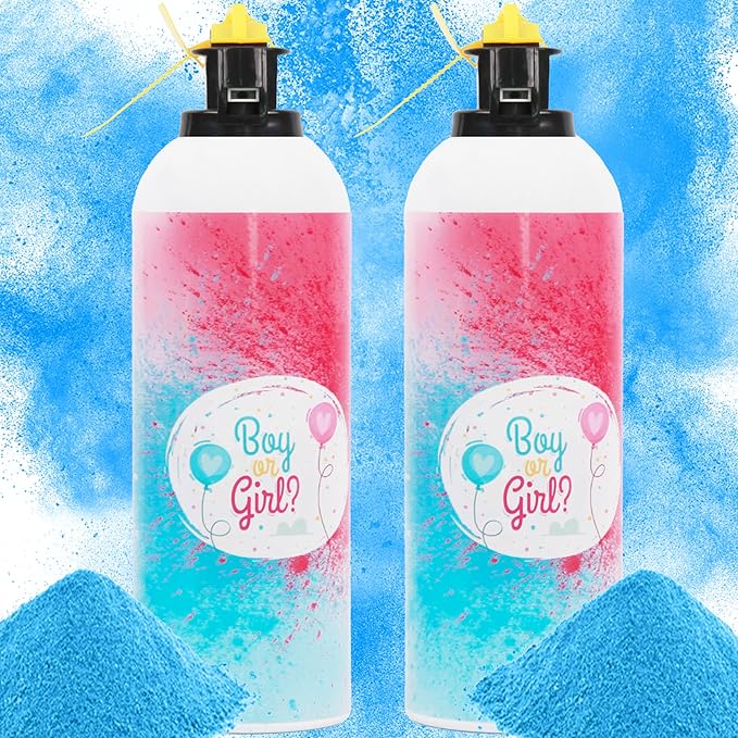 Gender Reveal Giant Size Fire Extinguisher 2 Packs Large 100% Biodegragable Blue Smoke Spray Color Powder Smoke Bomb | Blasts 10+ Feet 700g| Baby Gender Reveal Party Decorations & Ideas