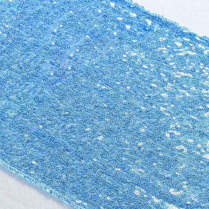 ShinyBeauty Sequin Table Runner 12" x 108" Baby Blue Sequin Table Cloth Runner Glitter Table Runner for Parties Sparkly Table Cover Blue Baby Shower Table Runner Wedding Table Runner