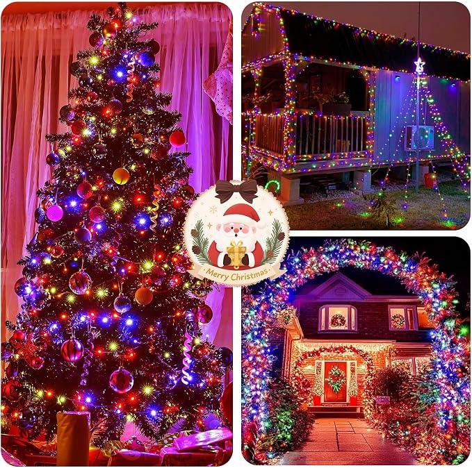 100FT 2000 LED Cluster Christmas Lights, Christmas Tree Lights Outdoor Indoor with 8 Modes & Timer & Remote, Firecrackers String Lights Waterproof for Garland Party Xmas Decorations, Multicolor