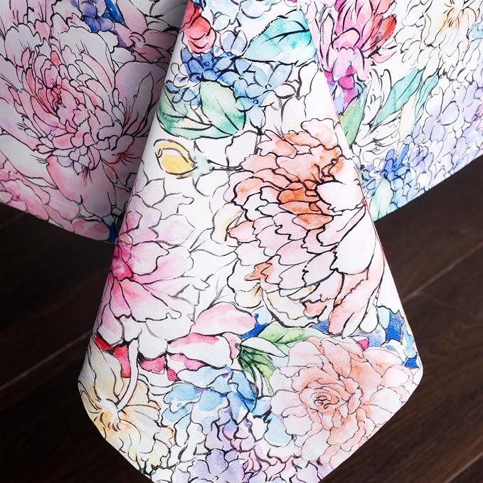 Maison d' Hermine Table Cloth Rectangle Table 100% Cotton 60 x 90 Inches Tablecloth Reusable Decorative for Dining Kitchen Room Farmhouse Party Home Hotel Restaurant Spring Summer - Floral Love