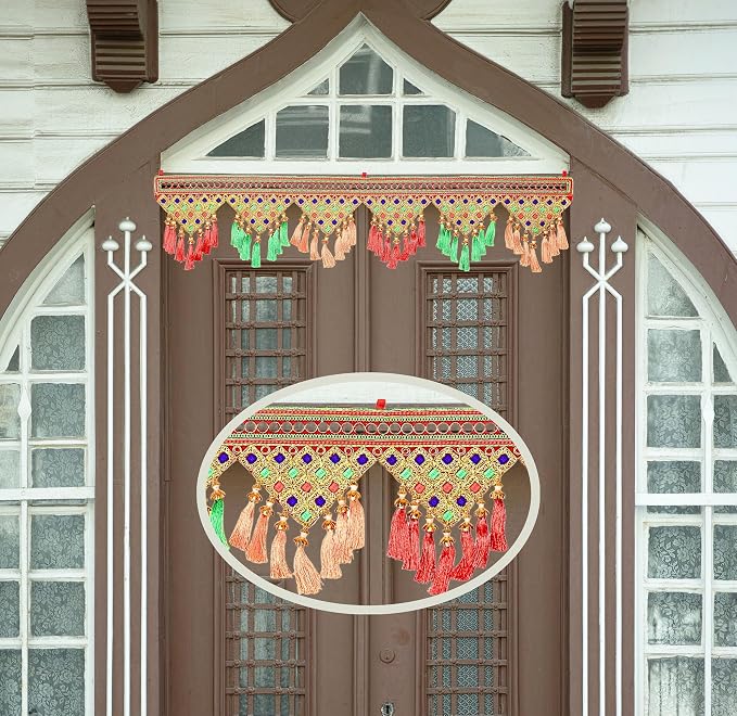 Artificial Toran Design Garland Door Toran Decorative Hanging Bandanwar for Party Wedding Pooja Indian Traditional Festival Decorations Bandhanwar Home Entrance Temple Mandir Décor(Size:-35")