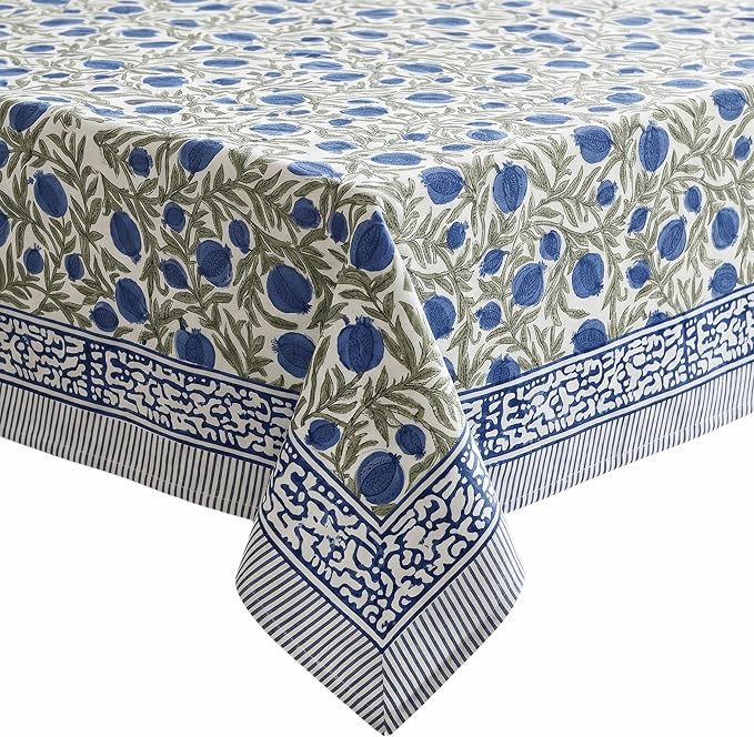 ATOSII Cotton Tablecloth 60" X 108" Inches Anar Blue