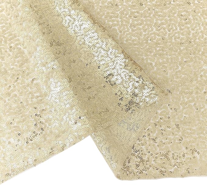 2 Packs 12 x 72 inches Sequin Table Runner, Champagne Glitter Table Runner for Birthday Party Supplies Wedding Engagement Baby Shower Holiday Celebration Event Decorations