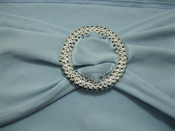 50PCS Spandex Chair Sashes Bows Elastic Chair Bands with Buckle Slider Sashes Bows for Wedding Decorations (50PCS, Light Blue)