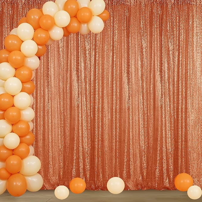 Sugargirl Orange Sequin Backdrop Curtain 4FTx8FT Glitter Orange Background Drapes Sparkle Photography Backdrop for Party Wedding Birthday Wall Decoration(1 Panel)