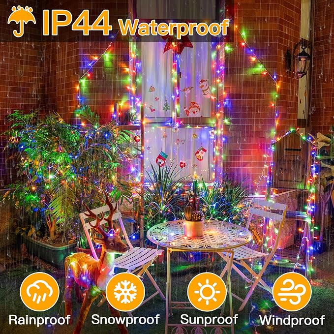 Ollny Christmas Lights Outdoor 400LED 131FT, Multicolor Fairy Lights with Remote 3 Timer, Plug in 8 Modes String Lights for Bedroom Indoor Outside House Party Xmas Decorations