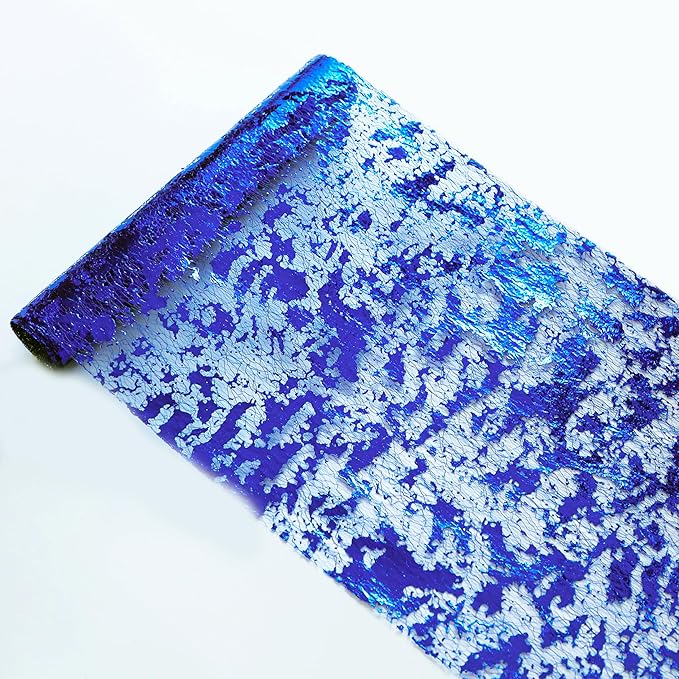 Snowkingdom 2 Pieces Royal Blue Table Runner, Sequin Glitter Foil Metallic Thin Mesh Runner Roll 11"x108" Blue Table Decorations for Wedding Birthday Party Christmas Graduations