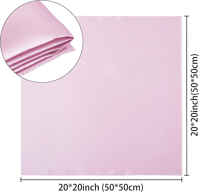 100 Pack Square Satin Dinner Napkins, 20x20 Inches Silky Soft Smooth Table Cloth Napkins for Restaurant Weddings Banquet Party Decoration, Pink