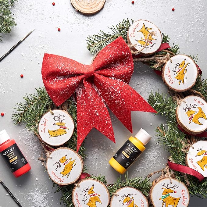 ARTEZA Natural Wood Slices, 2.4-2.8 Inch Diameter, Set of 45, Brown Round Pine Wood Discs with Bark for Crafts, Christmas Ornaments, Centerpieces