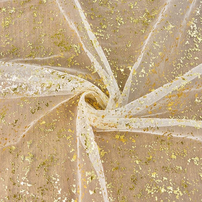 FEXIA 2Pcs Ramadan Decor Table Runner, Gold Glitter Table Runner for Wedding Table Decor, Spring Party Decorations, Elegant Dining Table Centerpiece for Eid Celebrations, Ivory Gold