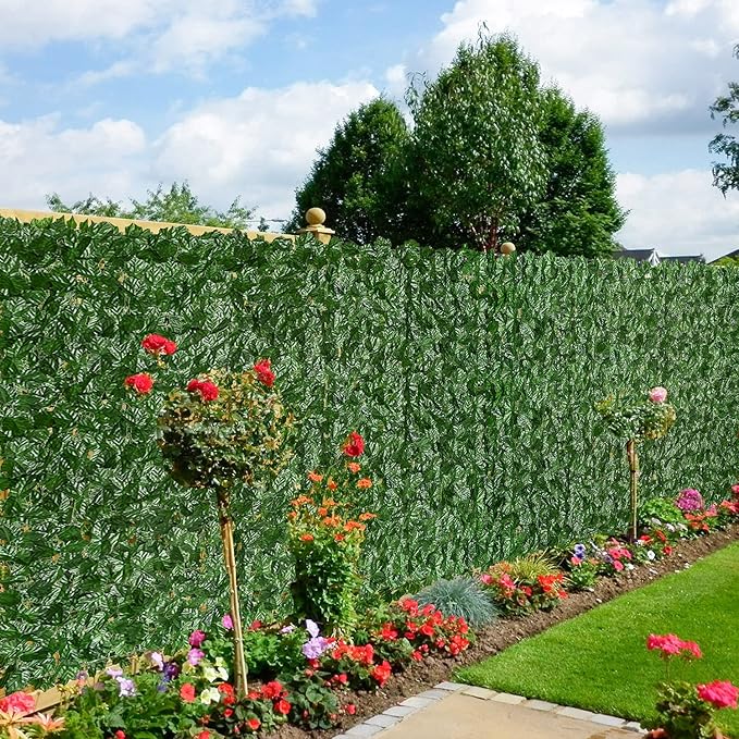 DearHouse Artificial Ivy Privacy Fence Wall Screen, 59x236.2inch Artificial Hedges Fence and Faux Ivy Vine Leaf Decoration for Outdoor Garden Decor