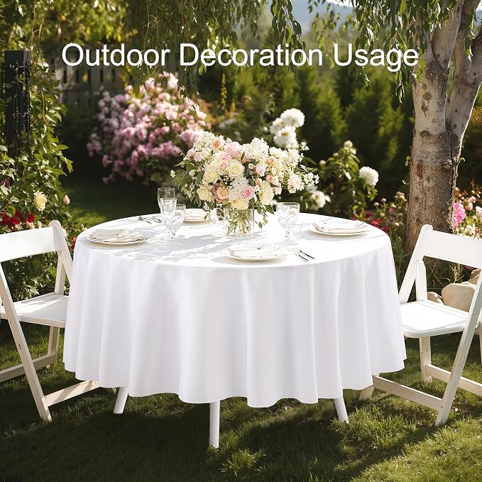 joybest 6 Pack Round Tablecloths - 60 Inches in Diameter White Table Cloth Fit 20 to 42 Inches Tables, Washable Polyester Fabric Table Cover for Dining, Buffet Party, Wedding