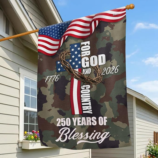 FLAGWIX American 250 Years of Blessing Flag - Polyester Double-sided Yard Flags For Outside House Flag (29.5" x 39.5") - 4th of July Memorial Day Decorations, Gifts For Men Veteran Army Military