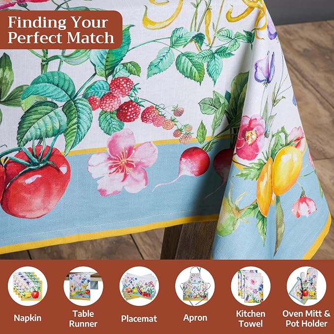 Maison d' Hermine Table Cloth Rectangle Table 100% Cotton 54 x 72 Inches Tablecloth Reusable Decorative for Dining Kitchen Room Farmhouse Party Home Hotel Restaurant Spring Summer - Giverny