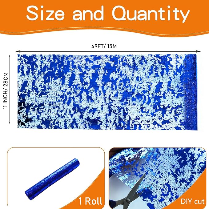 Snowkingdom Royal Blue Table Runner, Sequin Glitter Foil Metallic Thin Mesh Runner Roll 11 Inch x 49 Feet Dinning Table Decorations for Wedding Birthday Party Christmas Graduations
