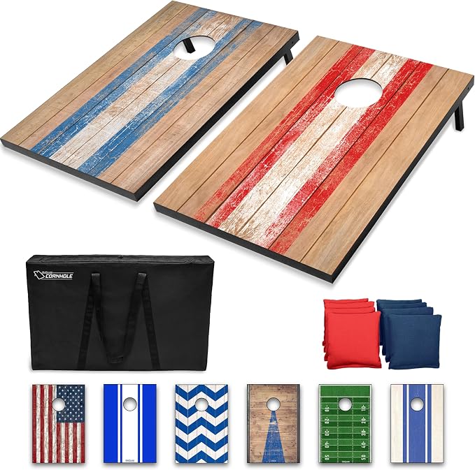 GoSports Portable Cornhole Sets, 8 Styles – Choose 4 x 2 ft or 3 x 2 ft - Boards Include 8 Bean Bags, Travel Case, and Game Rules