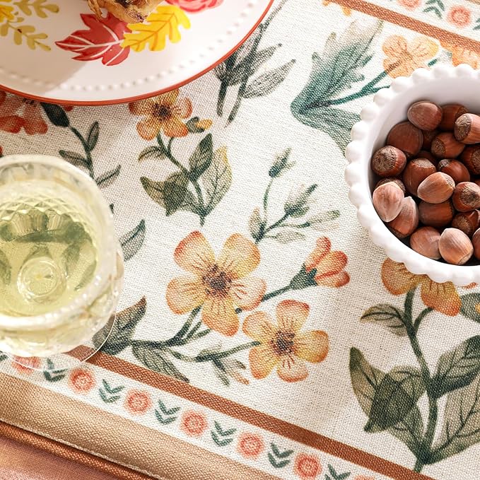 bilin gaier Vintage Linen Table Runner,Floral Table Runners 87 Inches Long,Soft and Luxury Coffee Table Runners.Decoration Tabletop for Kitchen,Dining,Party,Home,Christmas,12"*87"