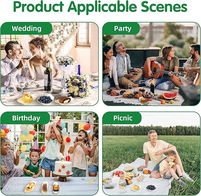 200-Pack Wooden Disposable Plates 6 IN Boat Plates Food Trays Disposable Dessert Plates Disposable Food Boats for Party Weddings Picnic (Actual Size Used: 3.39" D x 1.97" W x 0.63" H)