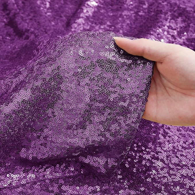Sugargirl 10 Packs 12 x 72 inches Sequin Table Runner, Glitter Purple Table Runner for Birthday Party Supplies Wedding Holiday Celebration Event Decorations