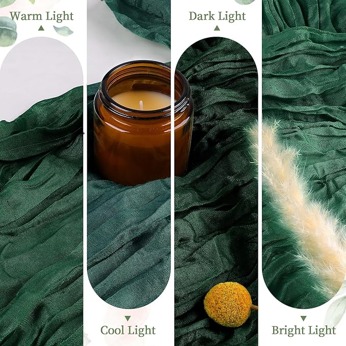 6 Pack Emerald Green Cheesecloth Table Runner 10FT Long Easter Spring Boho Gauze Table Runner Rustic Sheer Runner for Wedding Bridal Baby Shower Birthday Party Table Decor Easter Decorations