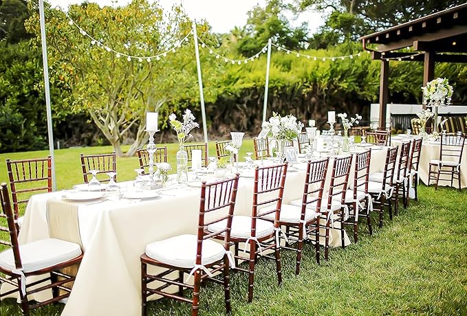 fani 8 Packs 90 x 132 Inch Tablecloth, Ivory Polyester Tables-Cloth for 6ft Rectangle Tables, Stain and Wrinkle Resistant Washable Fabric Table Cover for Wedding Banquets Parties Buffet Dining Table