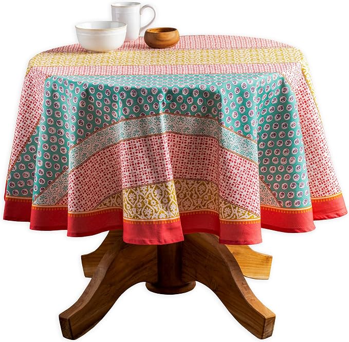 Maison d' Hermine Table Cloth Round Table 100% Cotton 69 Round Inches Tablecloth Reusable Decorative for Dining Kitchen Room Farmhouse Party Home Hotel Restaurant Spring Summer - Provence