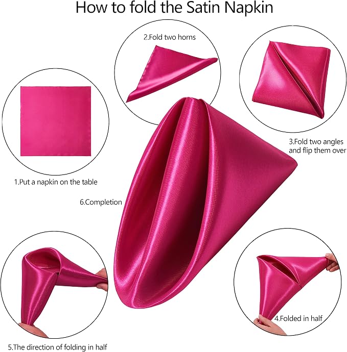 50 Pack Square Satin Dinner Napkins, 20x20 Inches Silky Soft Smooth Table Cloth Napkins for Restaurant Weddings Banquet Party Decoration, Rose Red
