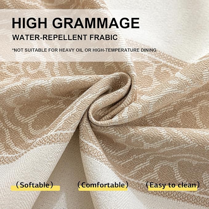 Nordic Beige Rectangular Tablecloth, Premium Drape, Water & Stain Resistant, Elegant Rectangle Table Cover for Dining, Kitchen, Party, Home Decor