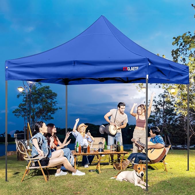 10x10ft Replacement Canopy Top-Heavy-Duty 500D 2500mm Waterproof & UPF 50+ UV Tent Cover with 8 Drainage Holes,Reinforced Straps for Camping,Trade Shows (Frame Not Included-Blue)