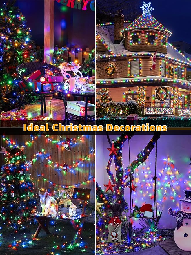 BrightChristmas 500 LED 164 FT Christmas Lights, Waterproof Outdoor String Lights with Remote and Timer, Christmas Tree Lights with 8 Modes Dimmable, Fairy Lights for Holiday Decor (Multicolor)
