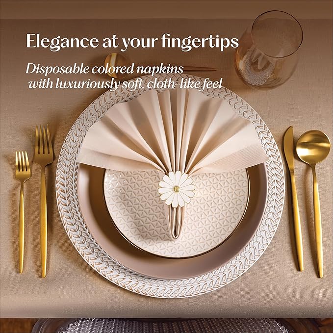 200-Pack Disposable Linen-Feel Luminous Orange Napkins, 12" x 17" Cloth-Like Paper Dinner Napkins For Wedding, Bathroom, Party Or Event