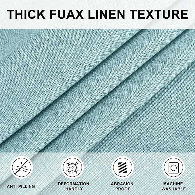 Hiasan Linen Tablecloth 40 Inch Round - Wrinkle and Stain Resistant Washable Polyester Fabric Table Cloth for Dining Room Kitchen Party, Aqua