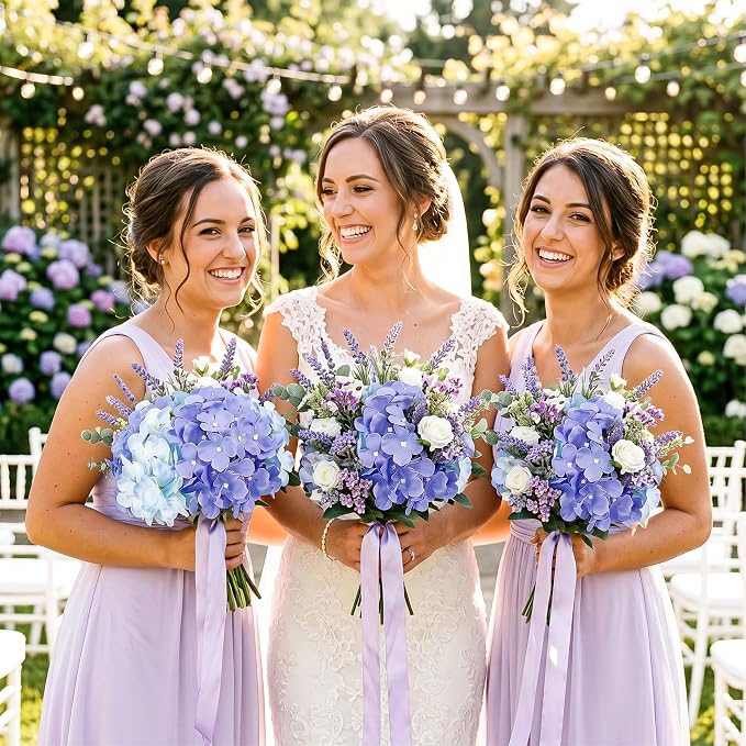 Auihiay 64Pcs Hydrangea Artificial Flowers Bulk, Faux Hydrangea Flowers Heads with Stems for Wedding Centerpieces Engagement Anniversary Birthday Housewarming(Mixed Purple)