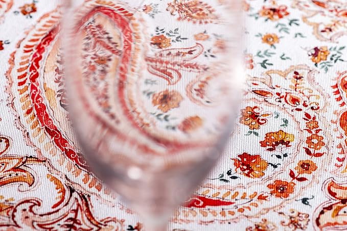Maison d' Hermine Table Cloth Round Table 100% Cotton 63 Inches Fall Tablecloth Reusable Everyday Use for Thanksgiving Christmas Decorations Dining Farmhouse Party (Orient)
