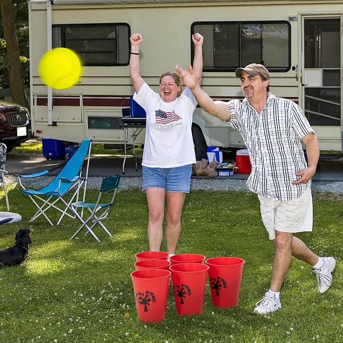 ropoda Giant Yard Pong,Yard Games with Durable Buckets and Balls - Choose Red Large, XL, or Green - Glow in the Dark, Outdoor Game with Carry Bag for the Beach,Lawn, Great Gift Choice for Families