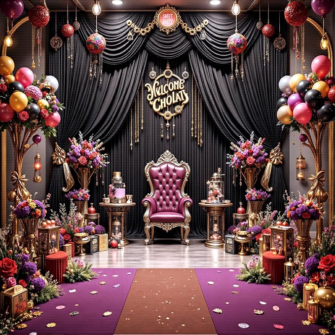50ftx12ft Wrinkle Free Black Backdrop Curtains for Parties, 10 Panels 5x12FT Long Silky Polyester Photo Backdrop Drapes Back Drop Cloth for Wedding Birthday Photography Background Decor