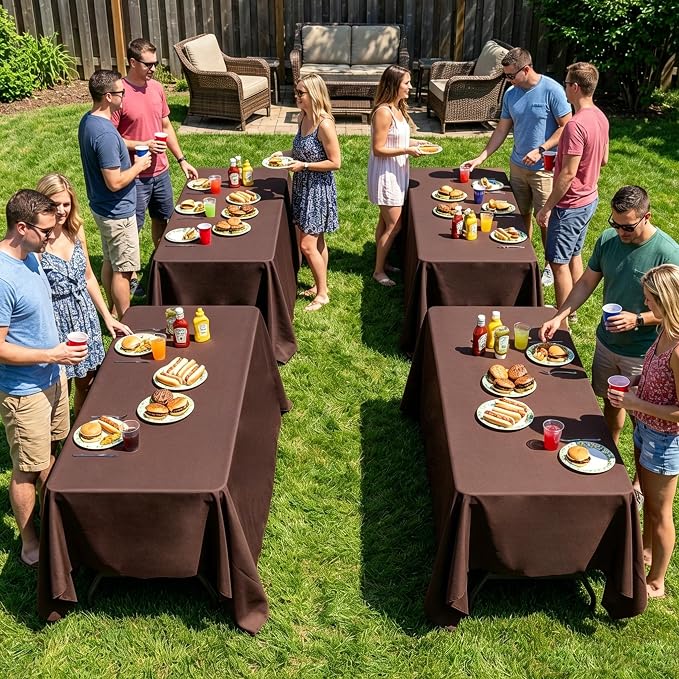 10 Pack Brown Tablecloth 60x126 Inch Brown Table Cloth for 8 Foot Rectangle Tables, Wrinkle Resistant Rectangular Tablecloth Washable Polyester Fabric Table Covers for Party Banquet Wedding Buffet
