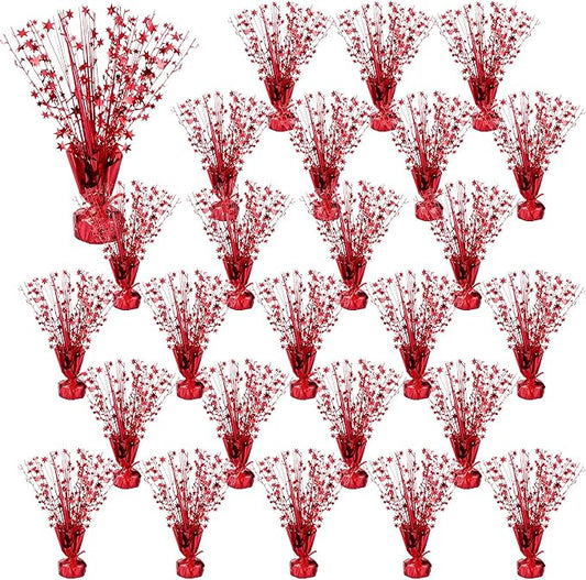 Crowye 26 Pcs Metallic Foil Spray Centerpiece Party Star Decoration Table Decor for Birthday Wedding Graduation Bachelorette Spring Party Holiday(Red)