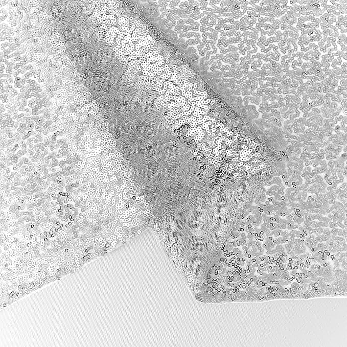 10 Packs 12 x 72 inches Sequin Table Runner, Silver Glitter Table Runner for Birthday Party Supplies Wedding Engagement Baby Shower Holiday Celebration Event Decorations