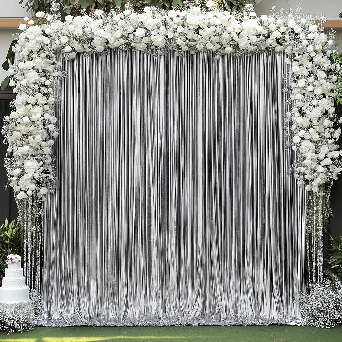 20x10 ft Wrinkle Free Black Silver Sequin Backdrop Curtain for Parties,Thick Not Fall Glitter Wedding Backdrop Drapes,4 Panels 5x10ft Shimmer Photo Back Drop Cloth for Birthday Photography Background