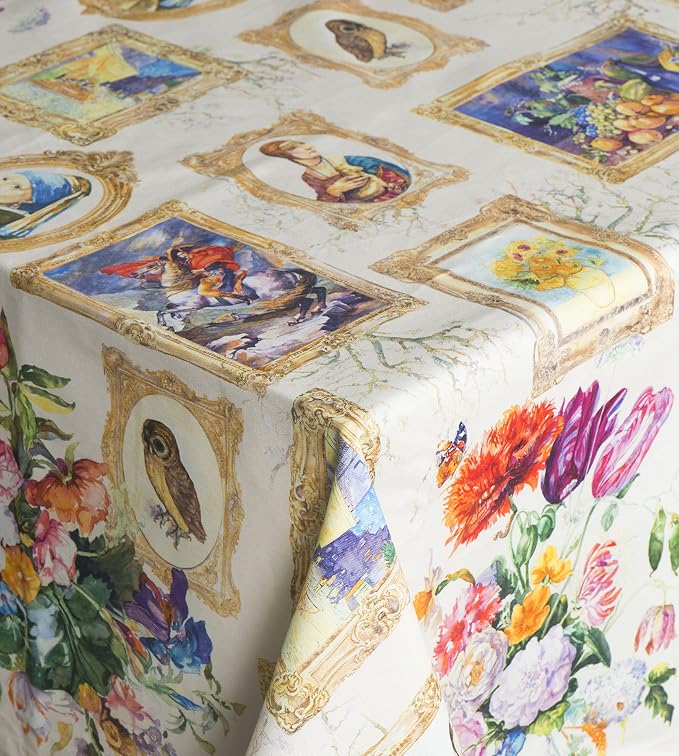 Maison d' Hermine Table Cloth Square Table 100% Cotton 60 x 60 Inches Tablecloth Reusable Decorative for Dining Kitchen Room Farmhouse Party Home Hotel Restaurant Spring Summer - Masterpiece