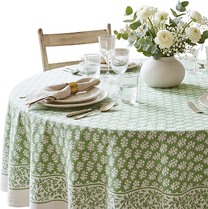 ATOSII Cotton Tablecloth 90" Inches Round Pista