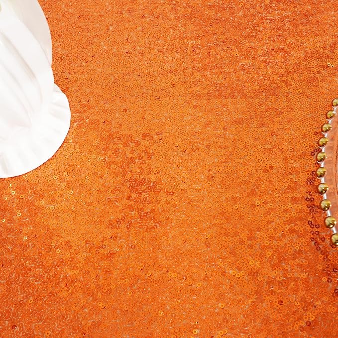 Juya Delight Orange Sequin Tablecloth Rectangular‌ 60''x102'' Sparkly Glitter Table Cloth for Wedding Birthday Party Festival Ceremony Cake Dessert Table Decoration