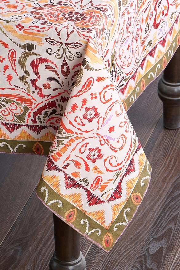 Maison d' Hermine Table Cloth Rectangle Table 100% Cotton 60 x 108 Inches Fall Tablecloth Reusable Everyday Use for Thanksgiving Christmas Decorations Dining Farmhouse Party (Damask)